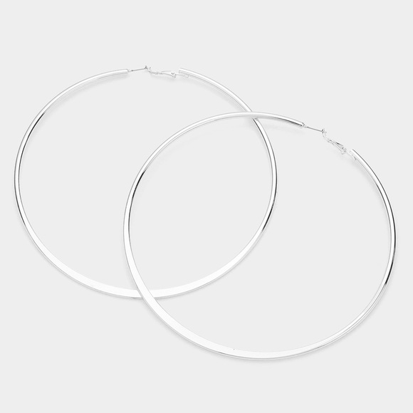 Jewelry - Silver Oversized Metal Hoop Earrings